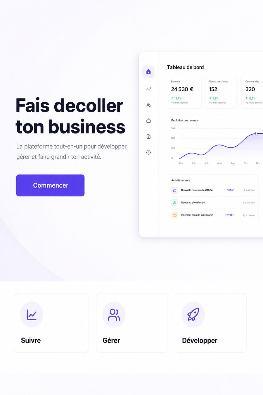 Exemple de page de vente générée par l'IA